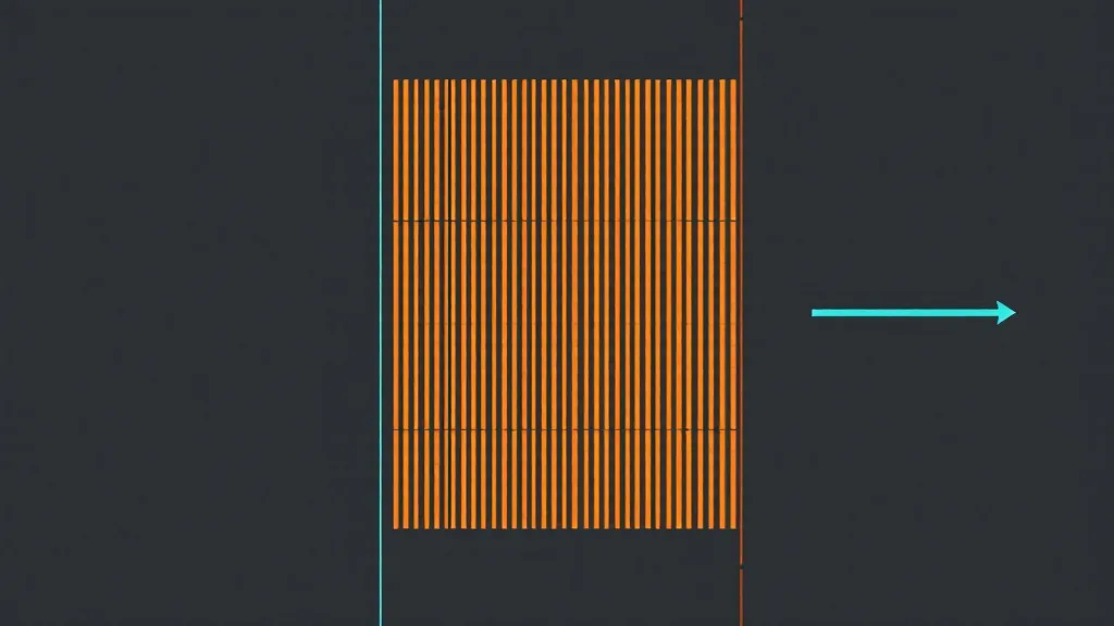 Three panels side by side: a solid closed barrier on the left, a dense field of identical repeated strokes in the centre, and a smooth arrow on the right that thins and fades out before it reaches the edge.