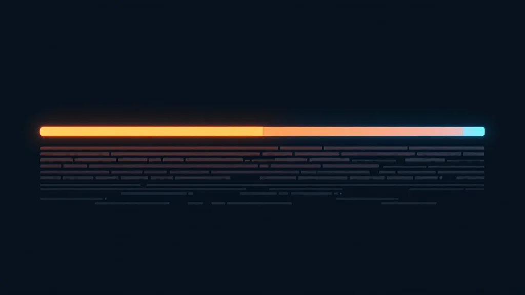 A horizontal loading bar on a dark background, filled most of the way and then stopping at a jagged break well before the end, with blurred illegible lines of terminal output beneath it.